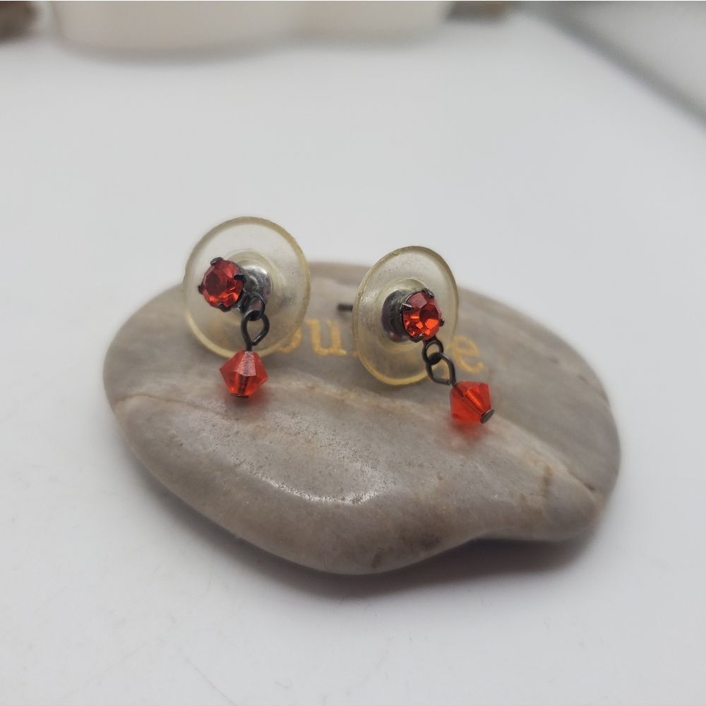 Cherry red dangle crystal earrings